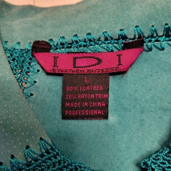 IDI by Matthew Y2K Turquoise Patchwork Suede Jacket Cardigan Women's Size Large - Picture 9 of 16